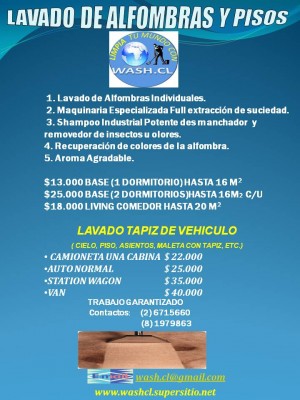 Christian Avisos gratis en Chile en Santiago |  LIMPIEZA ALFOMBRAS Y PISOS WASH.CL LTDA, LIMPIE SU MUNDO CON WASH.CL