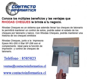 contacto Avisos gratis en Chile en Santiago |  Impresora y programa de cheques, Impresora y programa para imprimir cheques de talonario