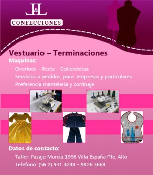 Leonor Pavez Avisos gratis en Chile en Puente Alto |  LyL CONFECCIONES, lyl, confecciones, vestuario, terminaciones, overlock, recta, collereteras