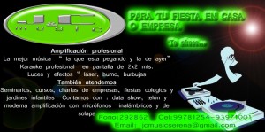 J&C MUSIC LA SERENA Avisos gratis en Chile en La Serena |    J&C  MUSIC -  PARA TU FIESTA EN CASA O EN TU EMPRESA, KARAOKE-MUSICA BAILABLE-DJ- ILUMINACI&Oacute;N -EFECTOS DE HUMO-BURBU EN LA SERENA