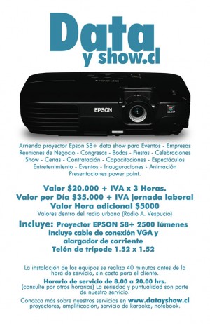 Manuel Vargas Avisos gratis en Chile en Quilicura |  Arriendo Data show mas telon, Todo Santiago www.datayshow.cl, proyectores, amplificacion, microfonos, servicio de karaoke