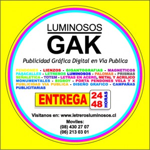 Luminosos GAK e Imagen Publicitaria. Avisos gratis en Chile en Santiago |  Imanes Publicitarios en Santiago., Imanes, Pendones, Lienzos, Gigantografias, Adhesivos, letreros Luminosos
