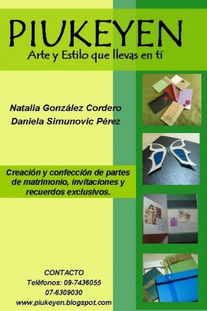 NATALIA GONZALEZ Y DANIELA SIMUNOVIC Avisos gratis en Chile en &Ntilde;u&ntilde;oa |  PARTES DE MATRIMONIO Y RECUERDOS PIUKEYEN, ARTE Y ESTILO QUE LLEVAS EN TI