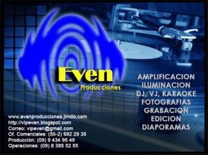 EVEN PRODUCCIONES Avisos gratis en Chile en Las Condes |  amplificacion e iluminacion para fiestas, eventos, aniversarios, matrimonio, FOTOGRAFIA, GRABACION, AMPLIFICACION, ILUMINACION, DJ, VJ