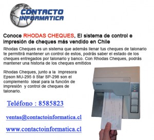 contacto Avisos gratis en Chile en Santiago |  Programa para cheques, Impresora y programa para imprimir cheques de talonario