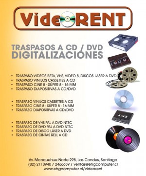 abepub Avisos gratis en Chile en Las Condes |  TRASPASO DE VIDEOS BETA - VIDEORENT, Traspaso de videos - digitalizacion de videos