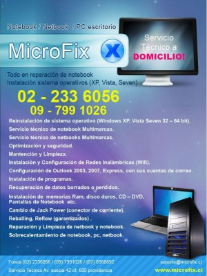 microfixchile Avisos gratis en Chile en La Reina |  Servicio Tecnico Notebook, Netbook a Domicilio, Reparacion de computadores a domicilio