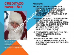claudia Avisos gratis en Chile en Santiago |  Nuevo credito!!! navide&ntilde;o el cual le permitira pasar unas felices fiestas!!, le ofrecemos una alternativa seria y eficaz