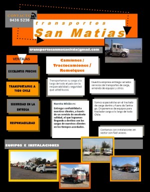 Transportes San Matias Avisos gratis en Chile en Santiago |  Transporte de carga dentro y fuera de santiago, Transportes san matias