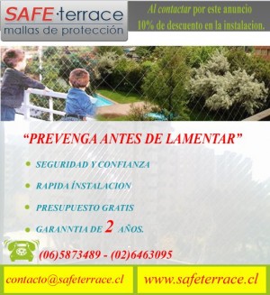 Mario Espinosa Avisos gratis en Chile en Renca |  Mallas de proteccion, mallas de seguridad safeterrace , Mallas anticaidas, cierre de terraza, mallas para ni&ntilde;os