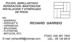 Richard Garrido Avisos gratis en Chile en Santiago |  Pisos, Todos los Pisos