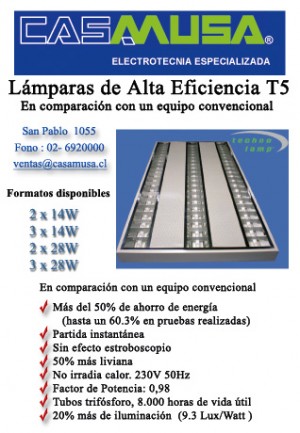 Casa musa Avisos gratis en Chile en Santiago |  L&aacute;mparas de alta eficiencia T5, www.casamusa.cl
