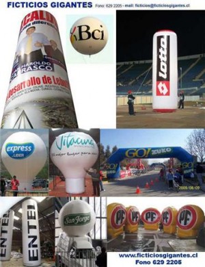 Ficticios Gigantes Avisos gratis en Chile en Recoleta |  GLOBOS DE HELIO, PERAS DE AIRE, METAS, ZEPPELIN, CARPAS ESTRELLA, TOLDOS, INFLABLES PUBLICITARIOS, BAILARINES, PUBLICIDAD AEREA, AVIONES CON LETRERO